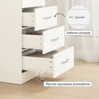 HOMCOM Komoda z 5 szufladami, szafka na ubrania i przybory, płyta wiórowa, biała(m-7)