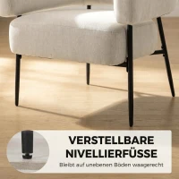HOMCOM Fauteuil voor Woonkamer, Loungestoel met Dik Kussen, Gestoffeerde Relaxstoel in Linnenlook met Stalen Frame, Beige(m-7)