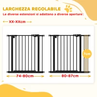 PawHut Cancellino per Cani a 2 Estensioni con Larghezza Regolabile fino 100 cm e Chiusura Automatica, Nero(m-6)