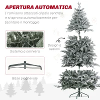 HOMCOM Albero di Natale Innevato 182.88cm con 2531 Rami Alto e Stretto con Base Pieghevole, Verde(m-6)