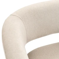 HOMCOM Fauteuil voor Woonkamer, Loungestoel met Dik Kussen, Gestoffeerde Relaxstoel in Linnenlook met Stalen Frame, Beige(m-13)