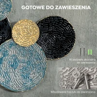 HOMCOM 3D Obraz ścienny Ozdoba ściany Zawieszka Z metalu Sztuka do salonu Sypialni Nowoczesne(m-5)