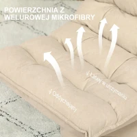 HOMCOM Fotel podłogowy z regulowanym oparciem, beżowy(m-6)