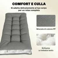 Outsunny Cuscino per Chaise Lounge da Esterno UV50+, 198 x 65 cm, Grigio Chiaro(m-5)
