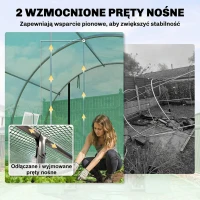 Outsunny Szklarnia foliowa ok. 4 x 3 x 2 m z rolowanymi drzwiami, 2 drzwiami na zamek błyskawiczny i 8 oknami z siatką, zielona(m-4)