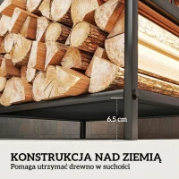 Outsunny Stojak na drewno kominkowe 42,5 x 33,5 x 43 cm z motywem renifera, czarny metalowy stojak na drewno do kominka(m-5)