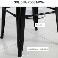 HOMCOM Zestaw 4 Stołków Barowych, Barhocker z Podnóżkiem, Metalowe Stołki Kuchenne, Stosowalne, Czarne(m-4)