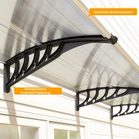 Outsunny Zadaszenie drzwiowe/okienne, odporne na warunki atmosferyczne, transparentne, aluminiowe wsporniki/poliwęglan, 303 x 96 x 27 cm, czarne(m-8)