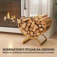 Outsunny Regał na drewno kominkowe wewnętrzny 46 x 36 x 41 cm, Złoty(m-4)