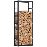 Stojak na drewno kominkowe HOMCOM dla wnętrz i eksteriorów, Metal, 60 x 25 x 150 cm(m-12)