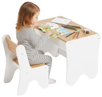 AIYAPLAY Kinder tafel- en stoelset, 2-delig met lade, voor tekenen, wit(m-14)