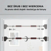 Drążek do podciągania, regulowany, czarny, montaż na drzwiach(m-5)