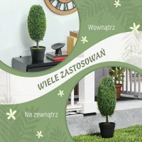 HOMCOM Set of 2 Decorative Artificial Plants, 60cm UV Resistant Faux Olive-Shaped Topiary with Plastic Pot and Flocking, Fake Plants for Indoor Outdoor Decor, Green(m-5)