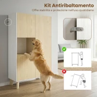 HOMCOM Credenza Cucina, Mobile Cucina a 6 Scomparti con Ante Soft Close per Soggiorno, Salotto, Bianco e Color Legno(m-7)