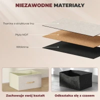HOMCOM Komoda do sypialni z 5 materiałowymi szufladami, stalowymi wzmocnieniami, drewnianym blatem, 4 kieszeniami i 2 hakami, beżowa(m-6)