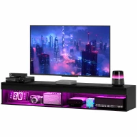 HOMCOM Mobile Contenitore Sospeso con Luci LED a 16 Colori e Telecomando, 180x40x30 cm, Nero(m-11)