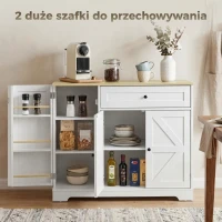 HOMCOM Kredens, kuchenny w stylu rustykalnym z przesuwanymi drzwiami, 1 szuflada, 2 regulowane półki, półki na drzwiach(m-4)