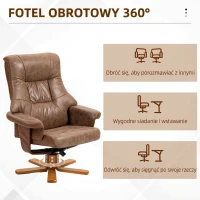 HOMCOM Fotel relaksacyjny z podnóżkiem, funkcja leżenia, TV(m-4)