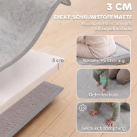 AIYAPLAY Kruipmat voor baby, 3 cm dikke speelmat van zacht flanel, 127 x 127 cm, antislip en waterafstotend, lichtgrijs(m-4)