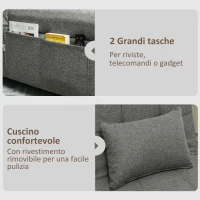 HOMCOM Poltrona Letto 4 in 1 Convertibile in Chaise Longue e Poggiapiedi con Sistema Clic Clac, Grigio(m-8)