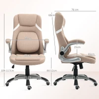 Vinsetto Sedia da Ufficio Reclinabile con Altezza Regolabile in Tessuto, 68x76x109-117 cm, Marrone Chiaro(m-3)