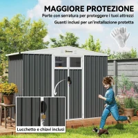 Outsunny Capanno da Giardino Porta Attrezzi in Acciaio Zincato con 2 Porte, 246x117x180 cm, Grigio Scuro(m-5)