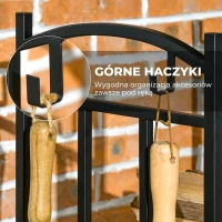 Stojak na drewno kominkowe Outsunny, wewnętrzny, 46 x 32 x 126 cm, 3 poziomy, z 4 hakami, uchwytami, czarny metal(m-6)