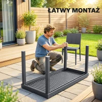 Outsunny Zestaw Mebli Ogrodowych 5-częściowy Stół z 4 Krzesłami Sztaplowanymi Lamelowy Design dla 4 Osób, Ciemnoszary(m-7)