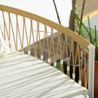 Outsunny Zestaw bistro 3-częściowy Zestaw mebli ogrodowych Gartensitzgruppe, PE rattan, 72 cm x 66 cm x 64 cm, Żółty+Cream(m-7)
