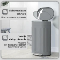 HOMCOM Kosz na Śmieci 30L z Pokrywą i Pedałem, Wyjmowany Wewnętrzny Pojemnik, Funkcja Soft-Close, 36,5 x 31,2 x 60,8 cm, Szary(m-5)