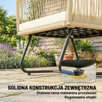 Outsunny Rattanowy zestaw bistro 3-częściowy FSC Zestaw mebli ogrodowych z 2 fotelami, stolik z drewna akacjowego, grube, zmywalne poduszki, stalowa rama(m-6)