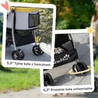 Wózek dla psa PawHut, 2 w 1, składany, torba transportowa, Żółty(m-7)