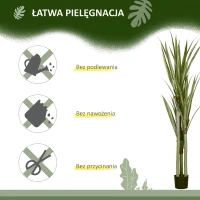 HOMCOM Sztuczna yucca duża 190 cm, roślina sztuczna z plastiku w donicy, 17 x 17 x 190 cm Szmaragdowy(m-6)