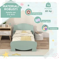 AIYAPLAY Lettino per Bambini con Testiera e Pediera a Orso e 2 Sponde Laterali, in Legno, 143.5x80x55 cm, Verde(m-5)