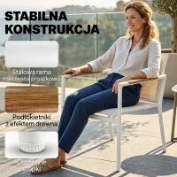 Outsunny Zestaw Mebli Ogrodowych dla 4 Osób Oddychający z 2-osobową Sofą, 2 Fotelami i Metalowym Stołem(m-6)