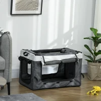 PawHut 2 in 1 Hundebuggy Haustierwagen Hundetrolley z wyjmowanym koszem, 2 szelki bezpieczeństwa Składany wózek dla kota dla małych i miniaturkowych psów, Materiał oxford, Szary(m-8)