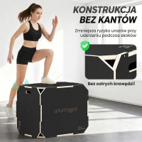 SPORTNOW 3-w-1 Plyo-Box, skrzynia do skoków z otworami na uchwyty, do treningu w domu i na zewnątrz, 3 wysokości skoków, drewno, czarny(m-4)