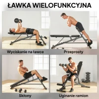 SPORTNOW Wielofunkcyjna ławka treningowa, regulowana ławka skośna i płaska z 6-stopniowym oparciem, 3-stopniowym siedziskiem, czarna(m-4)