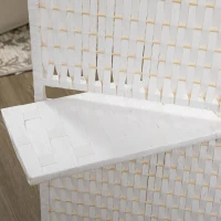 HOMCOM Parawan 4-częściowy 181 x 180 cm, Składany, z 2 półkami wykonany z drewna sosnowego i bambusa, do sypialni, biały(m-7)