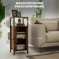 HOMCOM Industrial End Table with Magnetic Door, Small Side Table Storage Cabinet with Adjustable Shelf, Rustic Brown(m-4)