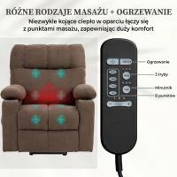 HOMCOM Fotel relaksacyjny z funkcją podnoszenia, elektryczny, 90x75x100 cm, Brązowy(m-5)