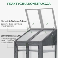 Mini szklarnia drewniana 70x50x120 cm, szare, wczesne siewy(m-6)