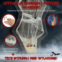 HOMCOM Mumia na Halloween 170 cm, Wiszące Szkieleto z Świecącymi Oczami, Dźwięki Horroru, Dekoracja Drzwi z Siecią Pająka w Naturalnej Wielkości do Użycia Wewnątrz i Na Zewnątrz(m-6)