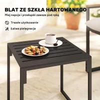 Outsunny 3-częściowy zestaw balkonowy: 2 fotele z stolikiem, poduszki z oddychającym pokryciem, meble ogrodowe bistro z metalu, zestaw wypoczynkowy na taras i do ogrodu, szary(m-7)