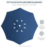 Outsunny Ombrellone da Giardino ad Altezza Regolabile in Metallo e Poliestere, Ø292x242 cm, Blu Scuro(m-4)