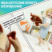AIYAPLAY Konik na patyku dla dzieci z dźwiękami, uchwytami, kółkami, idealny do jazdy, dla dzieci 24+ miesięcy, Brązowy(m-4)