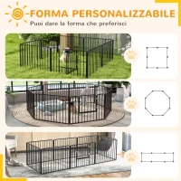 PawHut Recinto per Cani a 8 Pannelli Modulabili da Interno ed Esterno, in Acciaio, 164x164x60 cm, Nero(m-5)