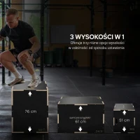 SPORTNOW Plyo-Box/Skrzynia do Skoków, wytrzymała, 76x61x51 cm, Czarna, Uchwyt 10x3,5 cm, do 120 kg(m-4)