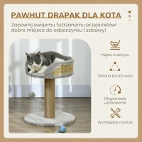 Koty drapak PawHut, 49 cm, z piłką, kolor kawowy(m-4)