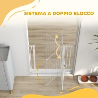 PawHut Cancelletto per Cani a Larghezza Regolabile con Doppio Blocco, in Acciaio e ABS, 76x75-95 cm, Bianco(m-8)